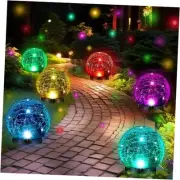6 Pcs Extra Large Solar Globes Lights Outdoor Cracked Glass Ball Solar Light