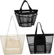 [VERDANVERSE] 3pcs Large Mesh Beach Tote Bag Stylish Beach Bags for Women Spacious Swim Gear Storage for Vacation Pool and Travel Essentials