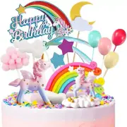 Unicorn Cake Decoration Rainbow Unicorn Cake Topper Happy Birthday Topper Cloud