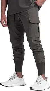 [KIAYKL] Men's Athletic Cargo Jogger Pants Slim Fit Lightweight Gym Workout Sweatpants with Pockets