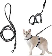 APOMOONS Cat Harness with Lead Adjustable Cat Lead Chest Strap Lead Cat Kitten Safety Buckle Cat Harness Kitten Escape Proof Cat Lead with Harness for Cat Harness Black