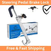 Steering Wheel Brake Pedal Lock Anti Theft Brake Lock Retractable Double Hook D