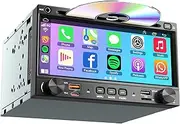 Double Din Carplay Car Radio with CD/DVD, 7 Inch Touchscreen Stereo with Wireless CarPlay & Android Auto Support Backup Camera, Bluetooth & Voice Control, Mirror Link, Subwoofer,SWC, AM/FM Radio