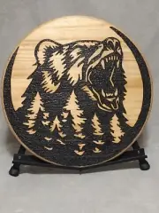 Solar Pyrography wood burning grizzly bear trees growling wildlife outdoors