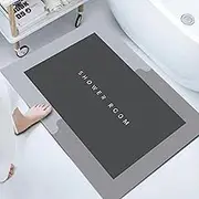 Leona Co Absorbent Bath Mat Rug, Quick Drying Mat Silicone Magic Bath Mat Non-Slip Floor Rug Rubber Backed for Bathroom Kitchen Shower Sink (Gray, 40 * 60cm)