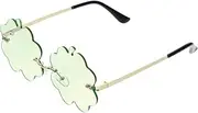 [Gogogmee] 1 Pair Sunglasses Metallic Sunglasses Beach Sunglasses Hawaiian Sunglasses Cloud Glasses Rave Sunglasses Irregular Sunglasses PC Green Funny Sunglasses Party Sunglasses Frameless