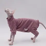 Hairless Cat Clothes, Warm and Soft, Autumn and Winter, Four-Legged Hoodie for Sphynx Cats,Devon Rex Cats, Cornish Cats (Purple, X-Large)