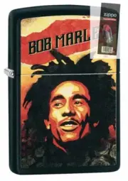 Zippo 49154 Bob Marley Design Black Matte Lighter + FLINT PACK