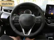 Black Leather Hand-stitched Car Steering Wheel Cover For Toyota Avalon Rav4 Corolla 2019 2020 BLACK LINE