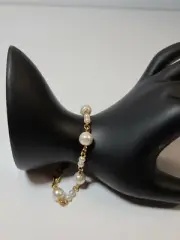 Vintage Napier Bracelet Gold Tone Faux Pearl Signed Jewelry NWT Womens Ladies