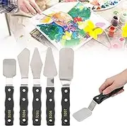 Stainless Steel Palette Knives, 5pcs Large Painting Knife Set and Spatula Mixing Tools for Artists, Nice for Oil and Acrylic Painting