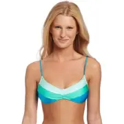O'Neill Color Block Bralette Swim Top in Seafoam Green/Blue