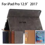 TAN-適用於 2015 年舊版 IPAD PRO 12.9 英寸 2017 年經典書籍 PU 皮革錢包保護套支架保護套