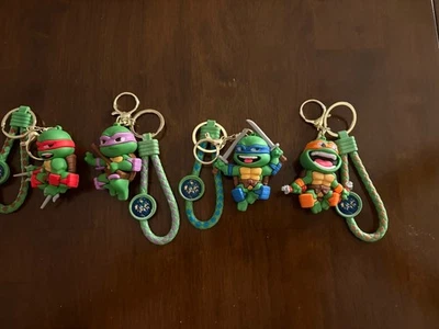 Ninja Turtles TMNT Keychain - Donatello Leonardo Raphael Michelangelo Vinyl Set