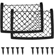 ECSiNG 2Pcs Car Storage Net Rack Cargo Mesh Bag Organiser for Car Caravan Motorhome Boat with 10Pcs Fixing Screws Black Elastic 310x210x10MM Car Accessories