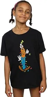 [Absolute Cult] Disney Girls Goofy Christmas Lights T-Shirt Black 5-6 Years