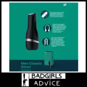 Satisfyer Classic - Black/Silver Trim Stroker Masturbator Up to 8" Penis