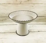 HL Home Decor - White Tin Metal Scalloped Cupcake Tier Tray Riser Stand