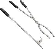 28" Firewood Tongs Set, Stainless Steel Fire Poker and Fireplace Tongs Log Grabber Set for fire Pit Outdoor Bonfire Wood Stove Fire Pit Use, Portable Rustproof Safely Campfire Tongs