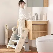 Foldable Step Stool for Kids, Step Stool for Kids for Potty Training, Toddler Step Ladder with Handles, Easy to Move Toddler Kitchen Stool, Toddler Steps for Bathroom, Bedroom