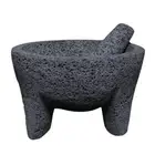 8.6 inch Molcajete Mortar and Pestle, Mexican Handmade with Lava Stone,Herb Pill