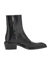Salvatore Ferragamo Squared-Toe Side-Zip Ankle Boots 6 Black