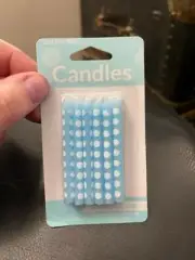 Light Blue Polka Dot Birthday Candles 12Pcs New!!!