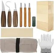18 Pcs Wood Carving Kit, Complete Wood Whittling Kit, Convenient Tools Set, with Roll Up Bag, Multifunctional Carving Tool, DIY Carving Set, for Beginner Adult Enthusiast