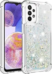 [QIWEIQING] Clear Case Compatible with Samsung Galaxy S23+ Phone Case TPU Cover Glitter Liquid Case for Samsung Galaxy S23 Plus, Lightweight Sequin Back Case for Galaxy S23 Plus.Silver YBL