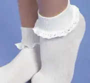Jefferies Socks Girl School Uniform Lace Satin Ribbon Seamless Cuffed Dress Sock