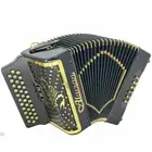 Alacran Accordion 34 Button 12 Bass 3 Switches GCF Super Compact, Black Satin