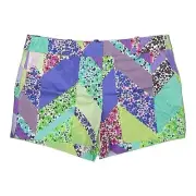 Trina Turk Chino Shorts Size 8 NWT Bluegreen Corbin Colorway Chevron Patchwork