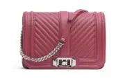 Rebecca Minkoff V2502 FIG Chevron Pink Quilted Small Love Crossbody Purse