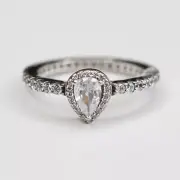 NEW AUTHENTIC PANDORA RADIANT TEARDOP RING 196254CZ MULTIPLE SIZE W HINGED BOX