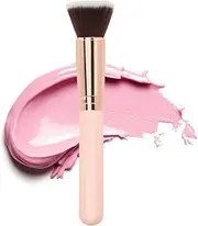 Rose Gold Makeup Foundation Brush – Professional Cosmetic Kabuki Tool for Face Blending Cream Liquid or Powder Concealer Highlighter -Flat Top - Rose