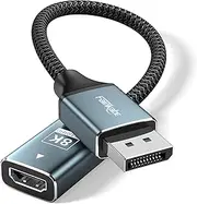 Active Displayport 1.4 to HDMI 2.1 Adapter, 8K 60Hz / 4K 120Hz Unidirectional DP to HDMI Adapter (Male to Female), Display Port to HDMI for PC, Dell, HP, AMD, NVIDIA