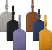 Luggage Tags 6 Pack PU Leather Luggage Bag Tags Luggage Bag Case Tags for Travel