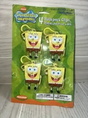 SpongeBob SquarePants 4 backpack clips Ages 3+ NIB NOS MCM