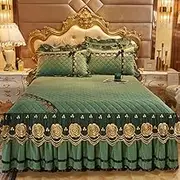 3 Piece Set Ruffled Bedspread Sheet, Ruffle Bedskirt, Bed Skirt King Size Wrap Around, Bed Skirt Full Size, Ruffle Skirt Bedspread Set, with 2 Decorative Pillowcase, Dustproof(C,180x220cm/70 x 87 in)