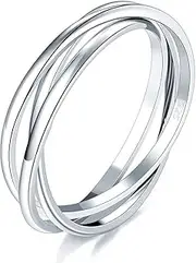 [Generic] Stacking Rings High Polish Rings for Women Men Three ring titanium steel rotating ring