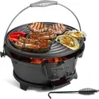 Hibachi Grill Outdoor, 100% Cast Iron Grill, Mini Small Portable Charcoal Grill