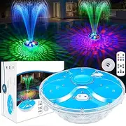Floating Fountain Pool with Light Show, Rechargeable Water Fountain Pool with Anchor, 2 Spray Modes & 7 Light Modes with Remote Control & Buttons, Pool Fountain Floating