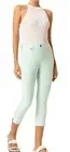 HUE Women's Ankle Slit Essential Denim Capri Leggings, Aqua Foam Size XL