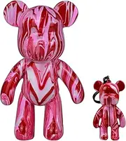 Coniuty DIY (Red+White+Pink, 9 Inch) Fluid Bear + Keychain Creativity Paints Set For Home Decoration
