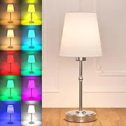 Cordless Table Lamp with Rechargeable Light Bulb 2200mAh Battery Operated Silver Small Vintage Decor Bedside Lamps, 4 Color Temperatures/Timer/Dimmer/Color Changing Table Lamps for Bedroom Living Room