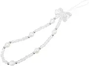 Outanaya Mobile Phone Chain Cords Purse Decoration Charm Cute Wrist Strap Kit Bracelet Beaded Phone Chain Wrist Brace Holder Band Lanyard USB Back Hanging Charm Coil Case Silver Plastic