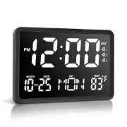 10.5" Digital Clock with Large Display, Calendar Day and 10.5 inches Black