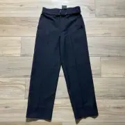 Club Monaco Enamel Ring Wool Blend Straight Leg Pants Size 0 Black Ankle Length