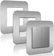 Light Switch Surround Silver, 3 Pcs Light Switch Cover Plates, Single Single Light Switch Surround Socket Switch Sticker Cover, Socket Stickers Decorations for Home, Living Room, Office