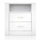 White Bedside Table Wooden Cabinet 2 Drawers Shelf Side Nightstand Unit Storage